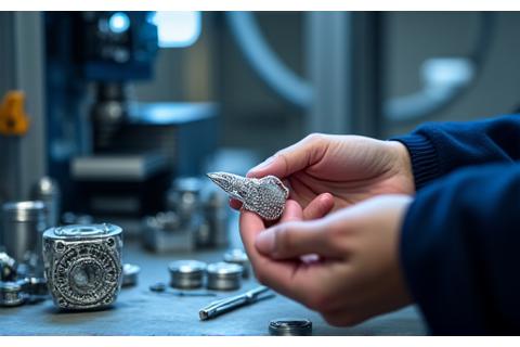 技術者が高度なルアーのプロトタイプを精密機械で作業している様子。技術協力とイノベーションを強調しています。